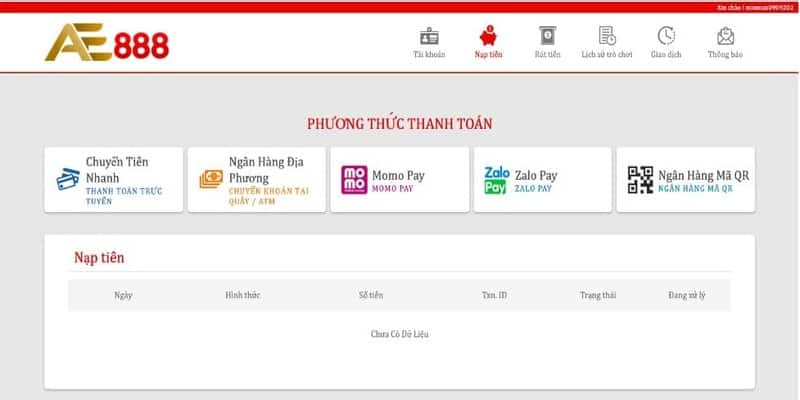 Hướng dẫn nạp tiền AE888 bằng nhiều cách khác nhau